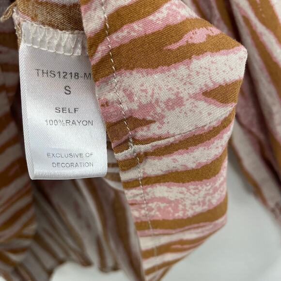 THML Long Sleeve V Neck Ruched Blouse Small - Picture 4 of 5